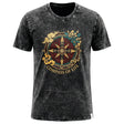 Nomad Sari Stonewashed Baumwoll-T-Shirt – Kompass des Lebens – Anthrazit – XL