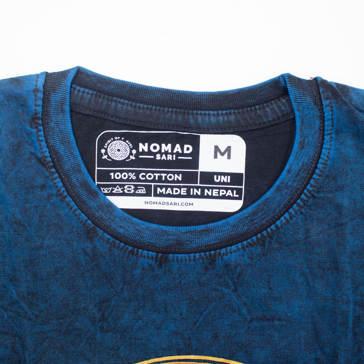 Nomad Sari Stonewashed pamut póló - Maradj vad, Holdgyermek - Kék - Közepes méret