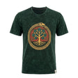 Nomad Sari Stonewashed Cotton T-Shirt - Tree of Life - Green - Small