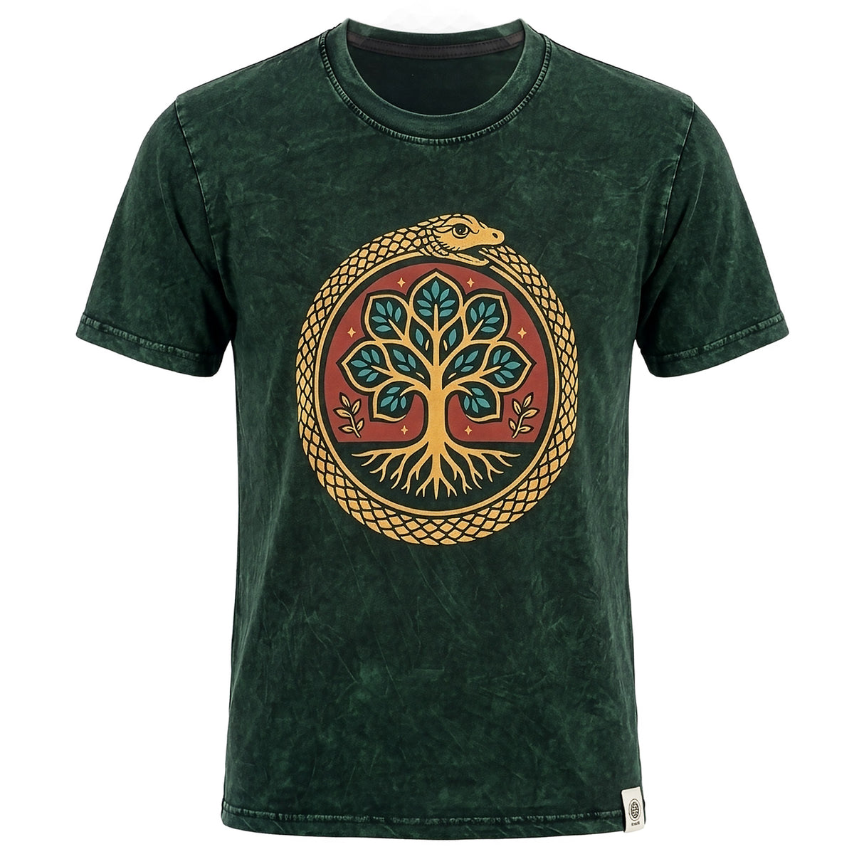 Nomad Sari Stonewashed bomulds-T-shirt - Livets Træ - Grøn - XL