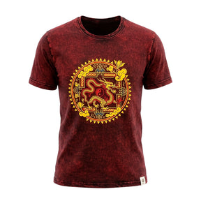 T-shirt Nomad Sari in cotone stonewashed - Mandala del drago - Marrone scuro - Taglia Small