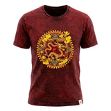 T-shirt Nomad Sari in cotone stonewashed - Mandala del drago - Marrone scuro - Taglia Large