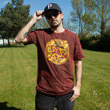 T-shirt Nomad Sari in cotone stonewashed - Mandala del drago - Marrone scuro - Taglia Large