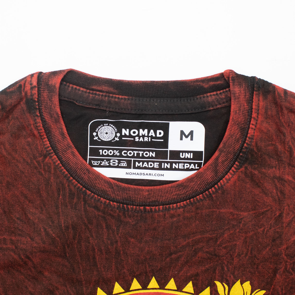 T-shirt Nomad Sari in cotone stonewashed - Mandala del drago - Marrone scuro - Taglia Large