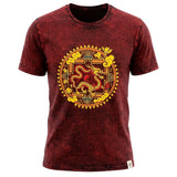 Nomad Sari stonewashed pamut póló – Sárkány Mandala – Bordó – XL