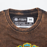Nomad Sari tričko z stonewashed bavlny – Slunce a zvěrokruh – Hnědá – Střední