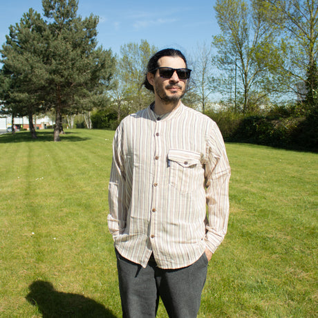 Camisa Grandad Nomad Sari - Marrón Beige - Grande