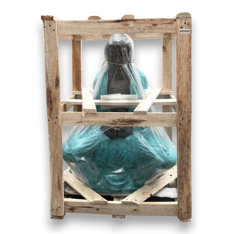 Boeddhabeeld Thais turquoise en steen 0,96m mediterend