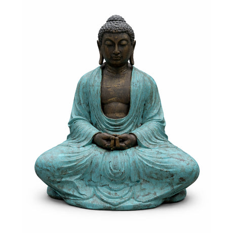 Boeddhabeeld Thais turquoise en steen 0,96m mediterend