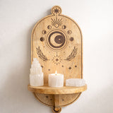 Månens Faser & Træudskåret Bue Væghylde
