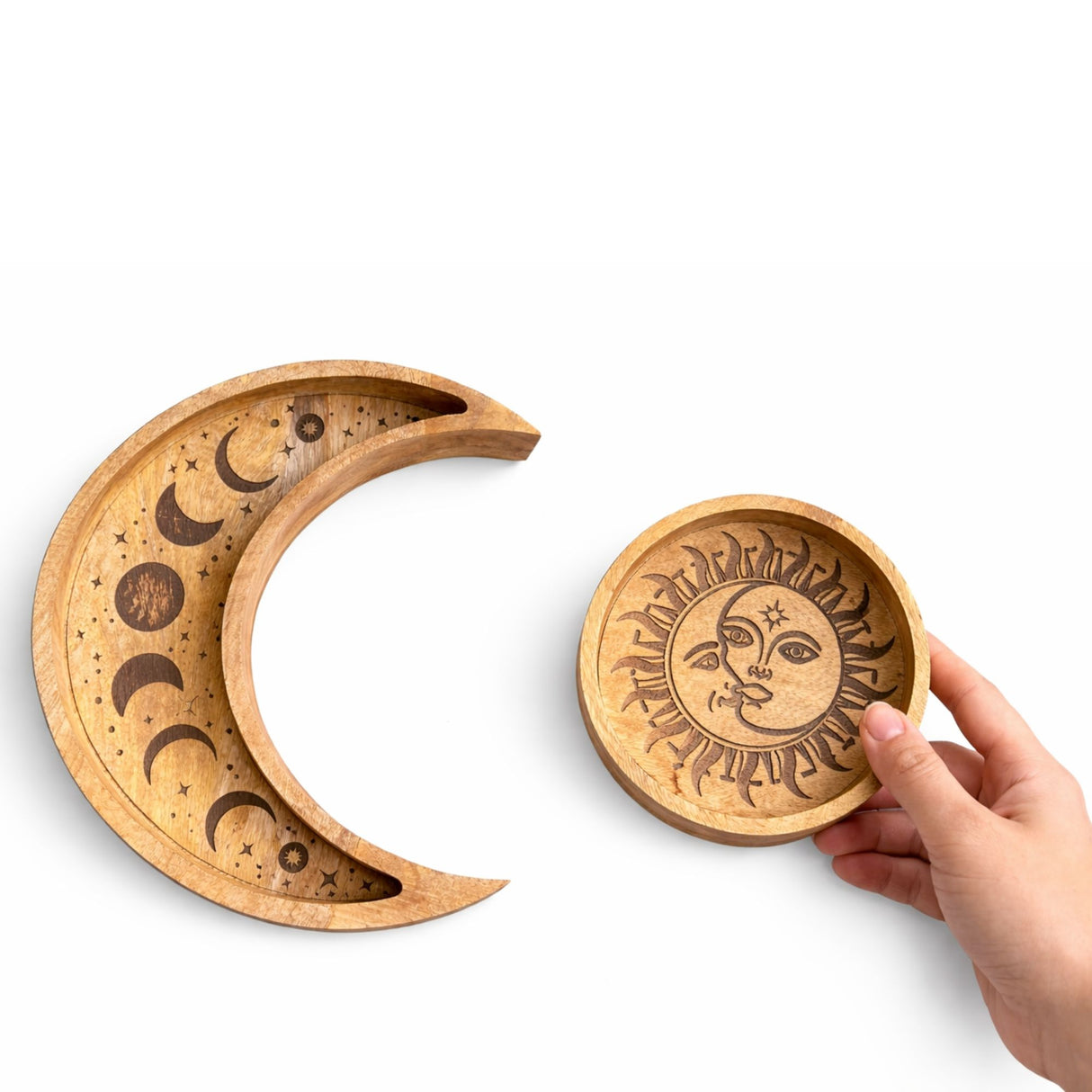 Vassoio rotondo a forma di luna set da 2