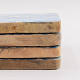 Ensemble de 4 dessous de verre carrés - Rayures bleues