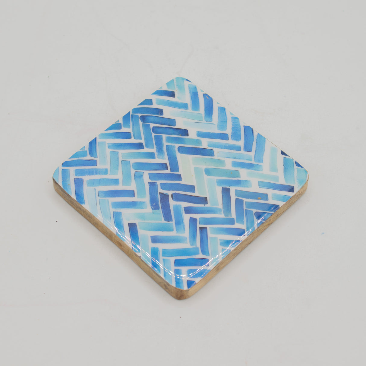 Ensemble de 4 dessous de verre carrés - Rayures bleues