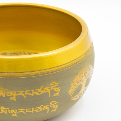 Suuri alumiininen laulukulho - Buddha Elämänpuu - Kuparinvärinen (19 cm)