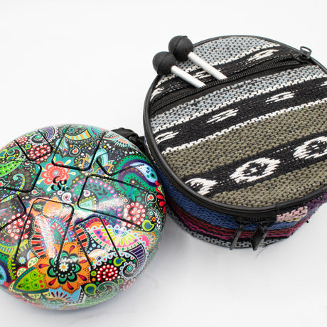 Tobă Hapi Low Med cu frunză de mandala - 14 × 7 cm
