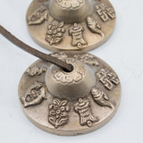 Tingsha Tibetano Premium em Latão - Símbolos da Sorte - aprox. 6cm (155g)