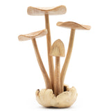 Handgeschnitzte Parasiten-Holzkunst – Set mit 4 großen Pilzen
