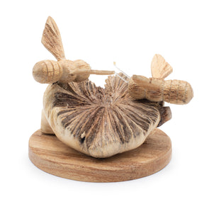Handmade Parasite Wood Art Carving - Bees in The Works