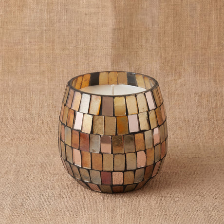 Velas en frasco pequeño de vidrio - Mosaico ámbar