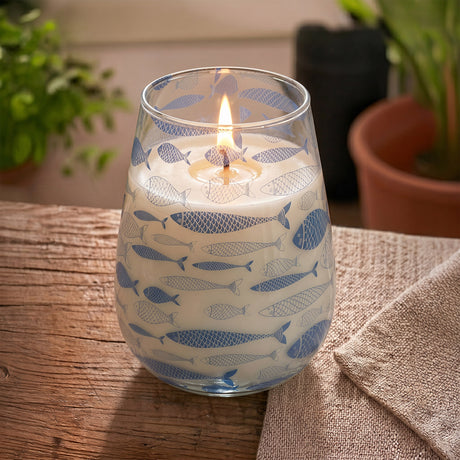 Velas en tarro alto de vidrio - Brisa marina