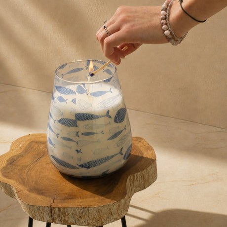Velas en tarro alto de vidrio - Brisa marina