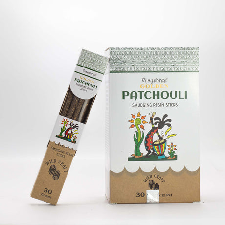 Patschuli Räucherharz Stäbchen Gold – 30g
