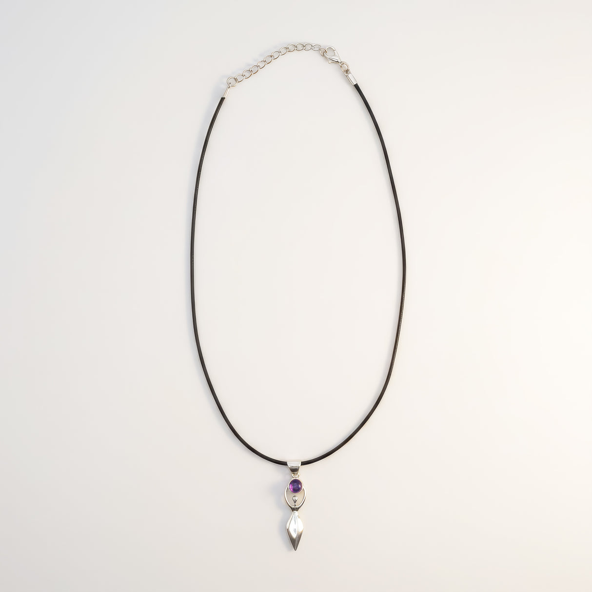 Indian Devotional Pendant - Silver Plated (45cm Cord)- Goddess Amethyst