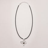 Indický náhrdelník s duchovním motivem - stříbrem pokovený (šňůrka 45 cm) - Cleopatra Eye - Iolit