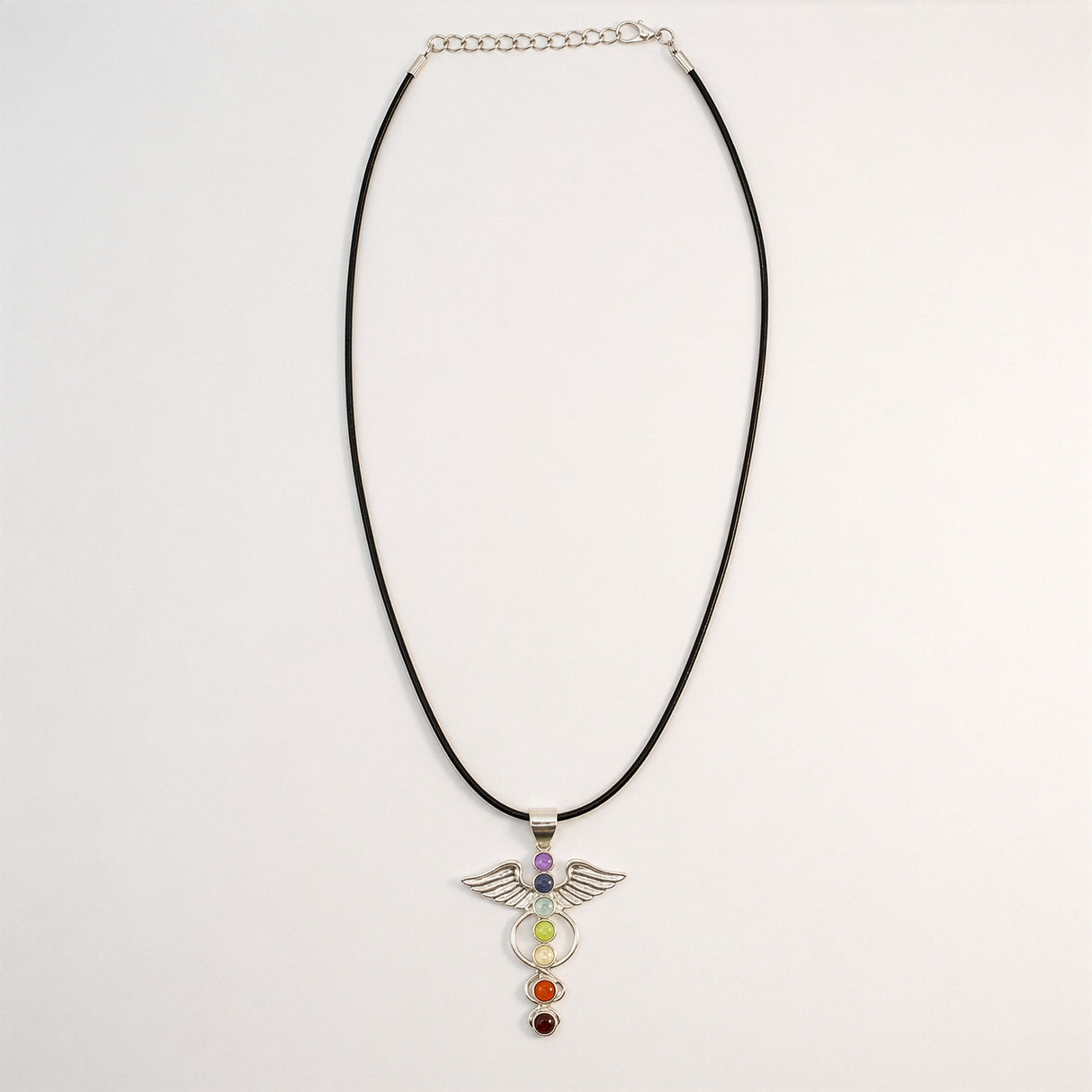 Pendentif Dévotion Indien - Plaqué Argent (cordon 45 cm) - Ange Chakra