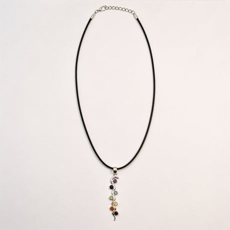 Intialainen hartausriipus - hopeoitu (45 cm nauha) - Käärme-chakra