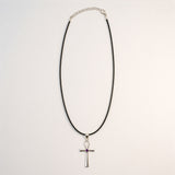 Indický náhrdelník s duchovním motivem - stříbrem pokovený (šňůra 45 cm) - Ankh, symbol věčného života