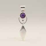 Indian Devotional Pendant - Silver Plated (45cm Cord)- Goddess Amethyst
