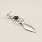 Indian Devotional Pendant - Silver Plated (45cm Cord)- Goddess Amethyst
