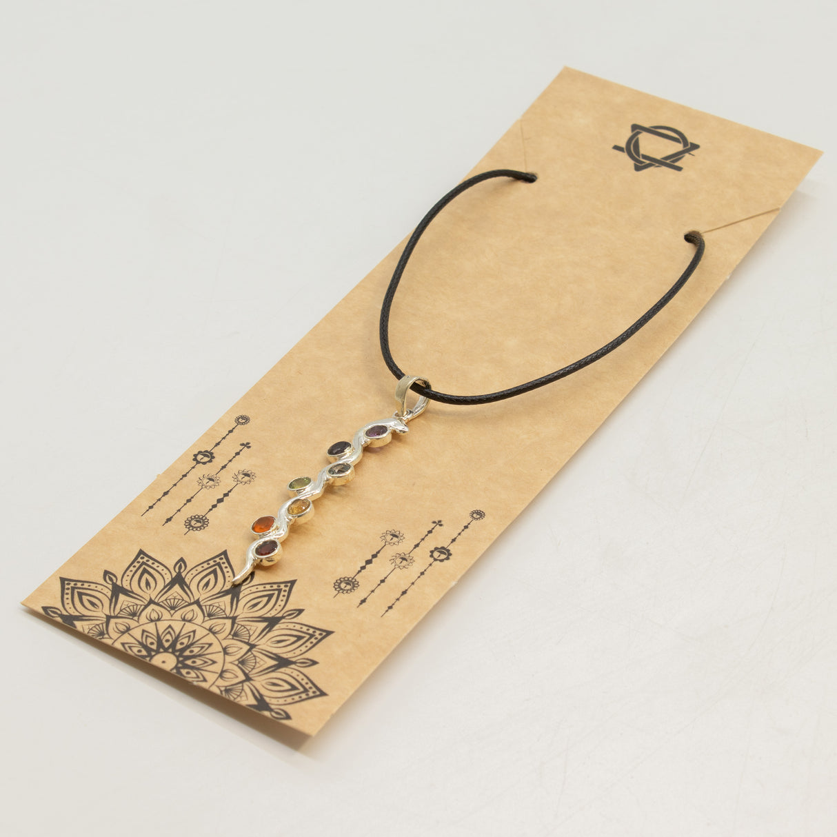 Pendentif Dévotionnel Indien - Plaqué Argent (cordon 45 cm) - Chakra Serpent