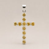 Pendente Devocional Indiano - Prateado (Corrente de 45cm) - Crucifixo de Citrino