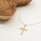 Pendente Devocional Indiano - Prateado (Corrente de 45cm) - Crucifixo de Citrino