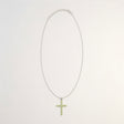 Pendentif Dévotion Indien - Plaqué Argent (Chaîne 45 cm) - Crucifix en Péridot