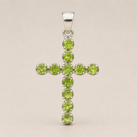 Intialainen hartausriipus - hopeoitu (45 cm ketju) - peridottiristi