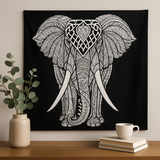 Copriletto Doppio in Cotone Bianco e Nero Tappeto da Parete Elefante