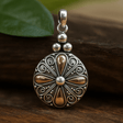 18k Gold and 925 Silver Round Pendant - SHAMTAM.COM