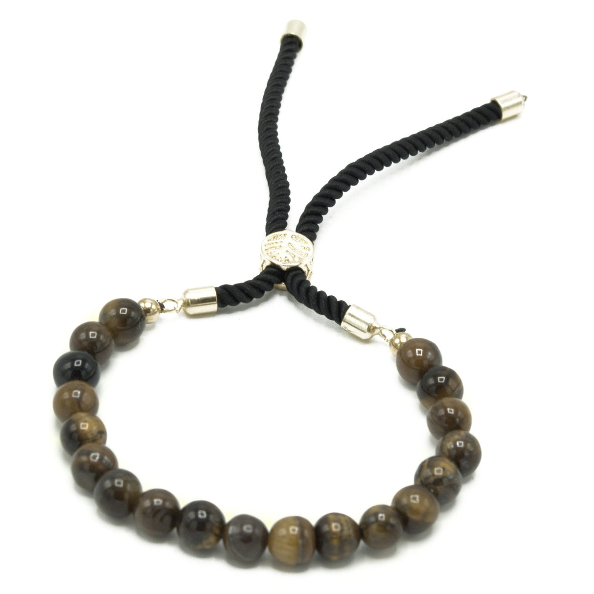 18K Gold Plated Gemstone Black String Bracelet - Tiger Eye - SHAMTAM.COM