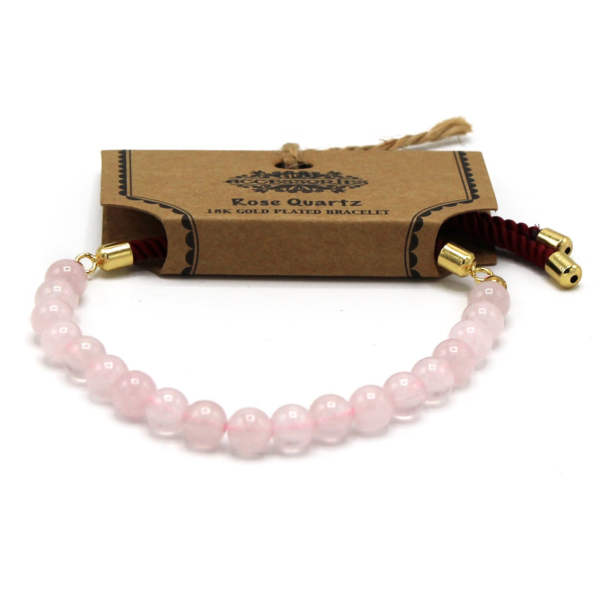 18K Gold Plated Gemstone Bordeaux String Bracelet - Rose Quartz - SHAMTAM.COM