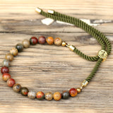 18K Gold Plated Gemstone Moss String Bracelet - Picasso Jasper - SHAMTAM.COM