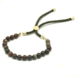 18K Gold Plated Gemstone Moss String Bracelet - Picasso Jasper - SHAMTAM.COM