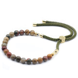 18K Gold Plated Gemstone Moss String Bracelet - Picasso Jasper - SHAMTAM.COM