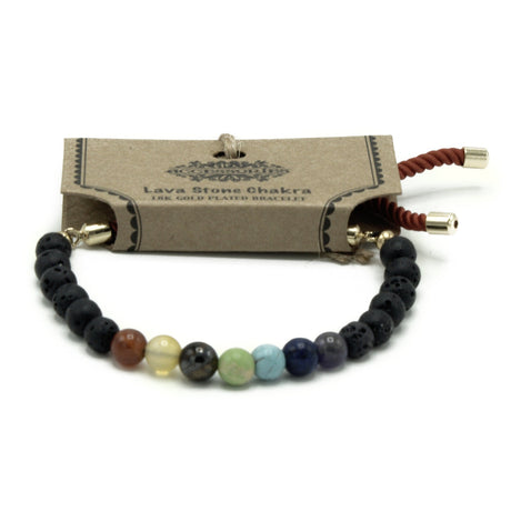 18K Gold Plated Gemstone Royal String Bracelet - Lava Stone Chakra - SHAMTAM.COM