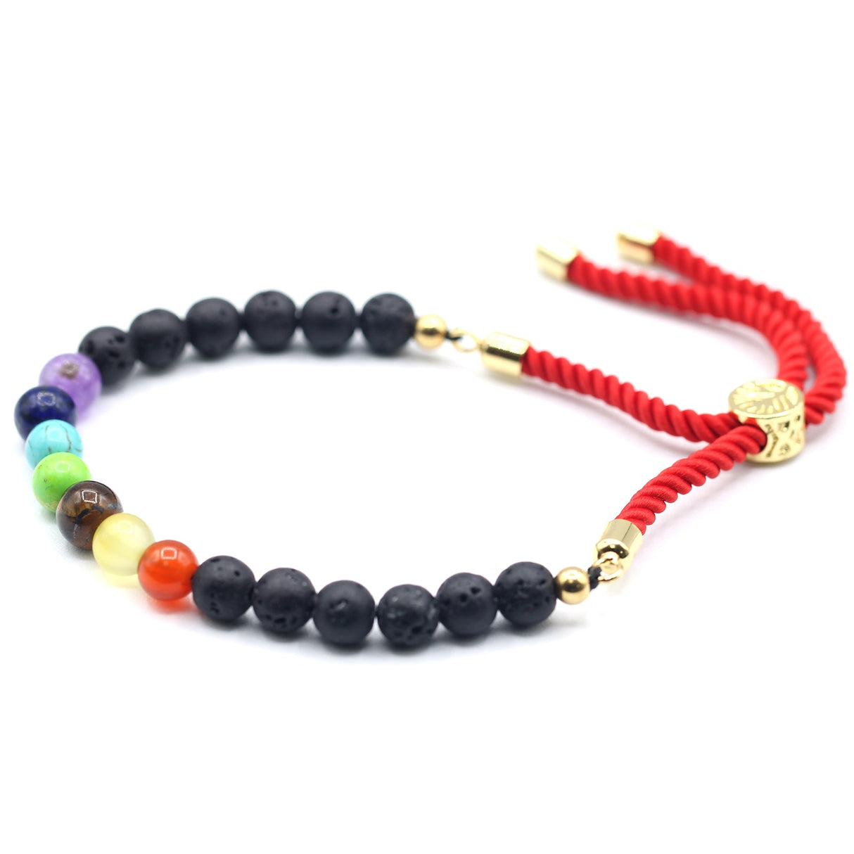 18K Gold Plated Gemstone Royal String Bracelet - Lava Stone Chakra - SHAMTAM.COM