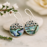 Brincos Disco de Concha de Abalone em Prata Esterlina 925