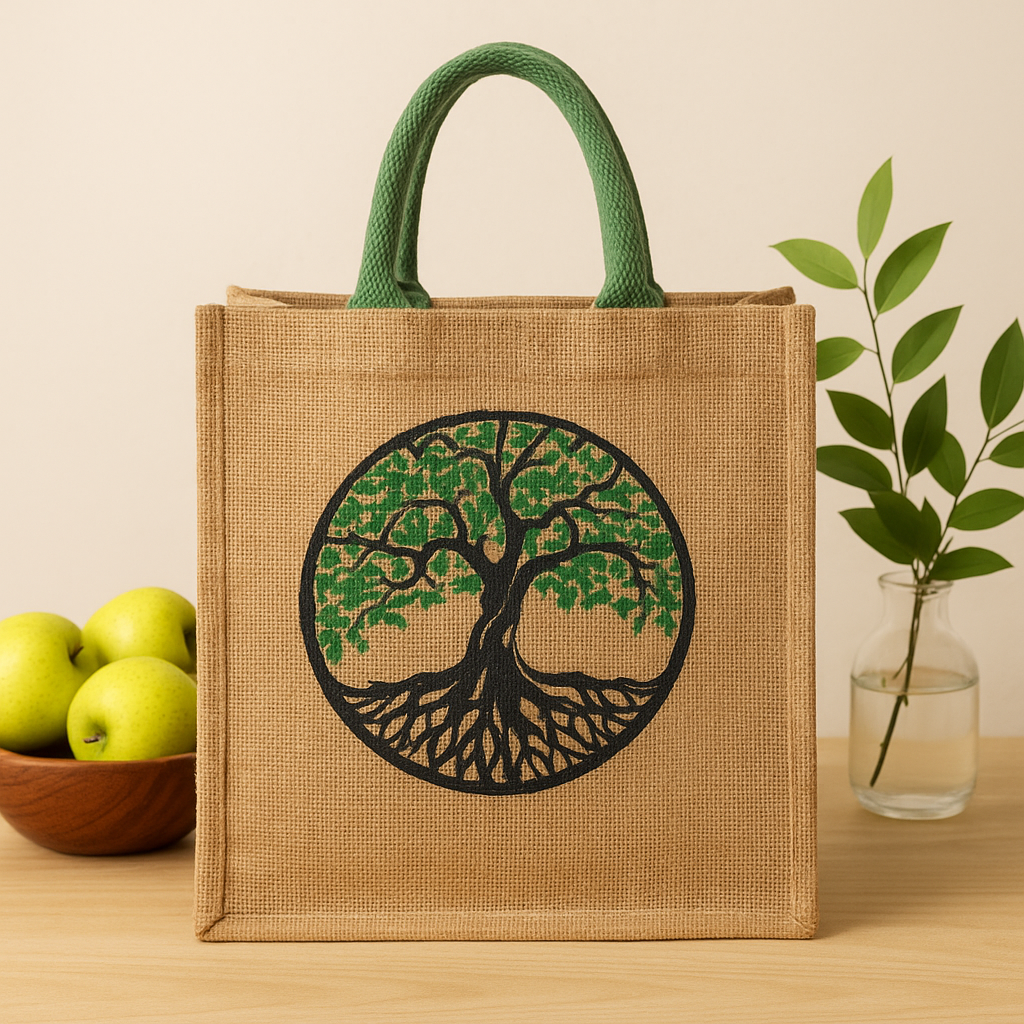 Geantă tote din iută prietenoasă cu mediul Namaste Mystic Designs