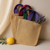 Bolsa de yute con asa azul ecológica